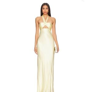 La Lune Halter Maxi Dress - light yellow